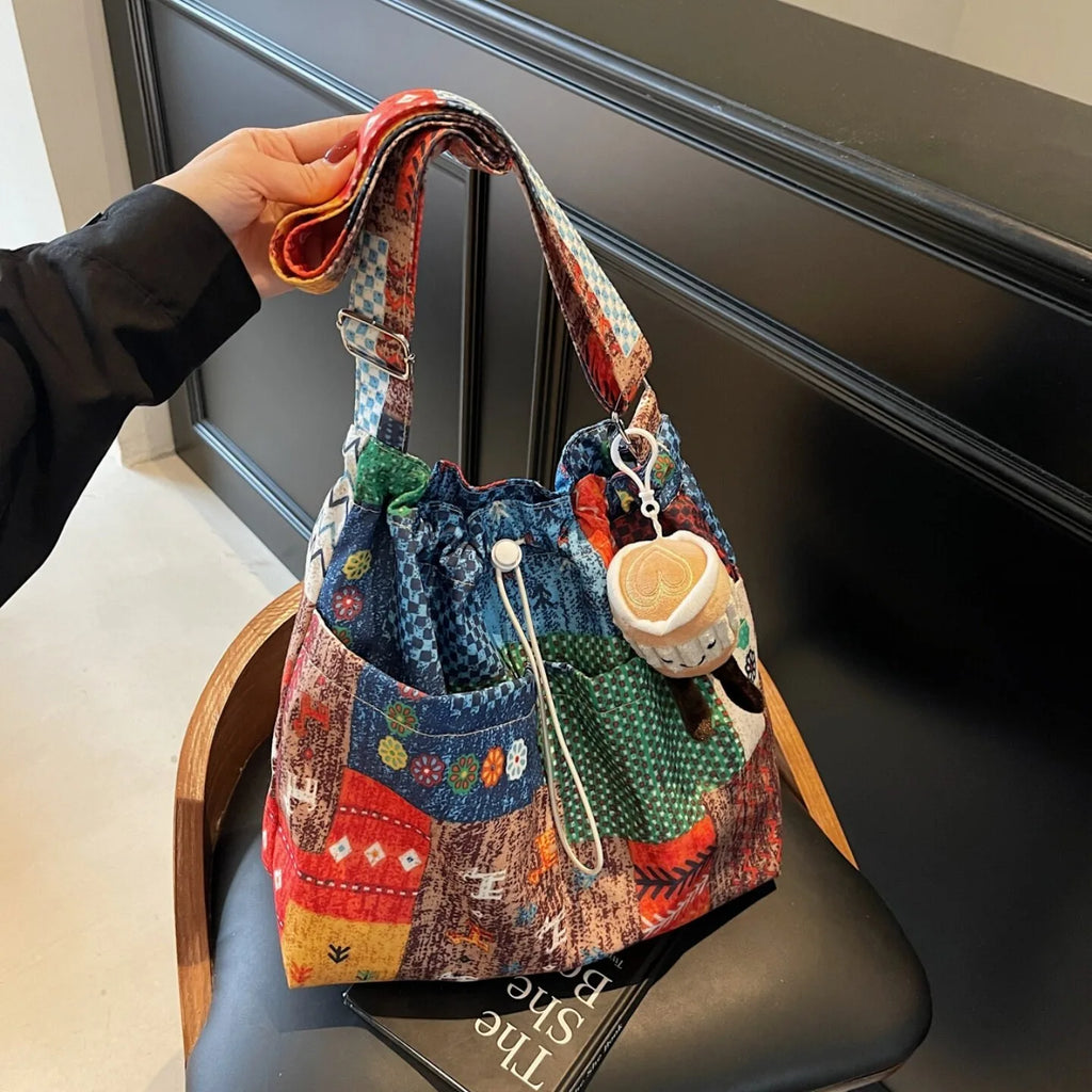 Niche original retro contrasting ethnic style 2026 spring and summer new denim bag, single shoulder crossbody sail bag