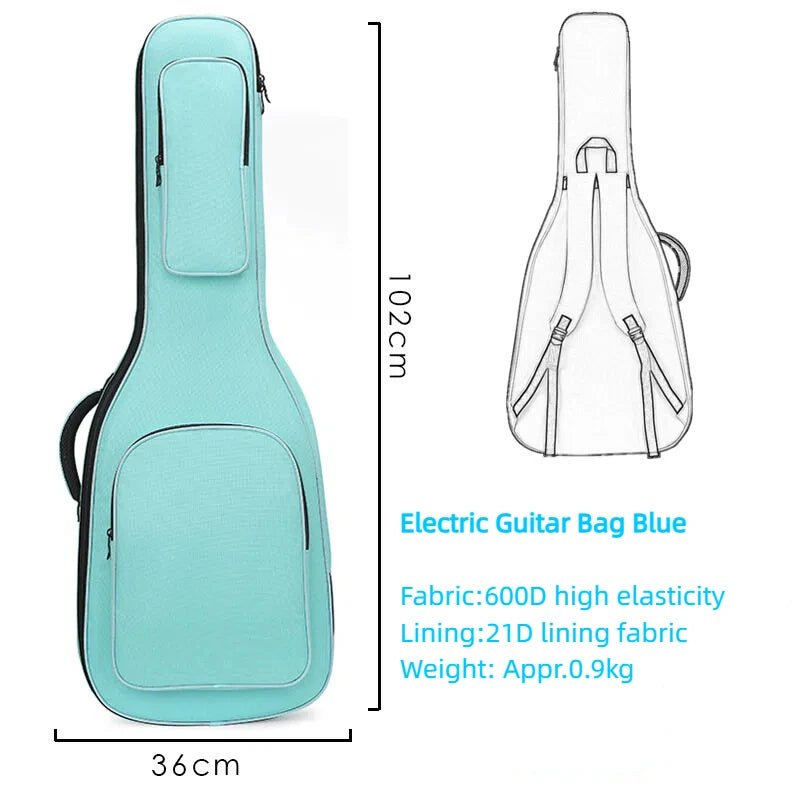 15mm Thickend Cotton Pad Guitar /Bass Bag Rip-stop Backpack Shoulder Bag Cover Carrying Case Color Options Neck Cushion Design