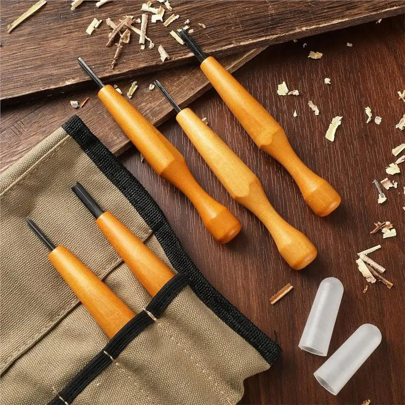 Hot Sale-Triangular Linoleum For Wood Carving Tools Set-5 Pieces Chisel V-Shaped Knives For Linocut Printmaking