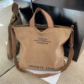 Washed canvas thickened handbag, large capacity trendy unisex crossbody bag, urban artistic student handbag and crossbody bag