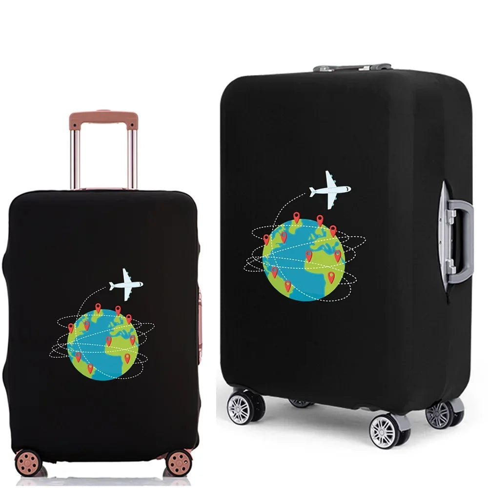 Portable Luggage Protective Cover Travel Pattern Travel Suitcase Cover Elastic Dust Cases for 18 To 28 Inch Travel Trunk Cover