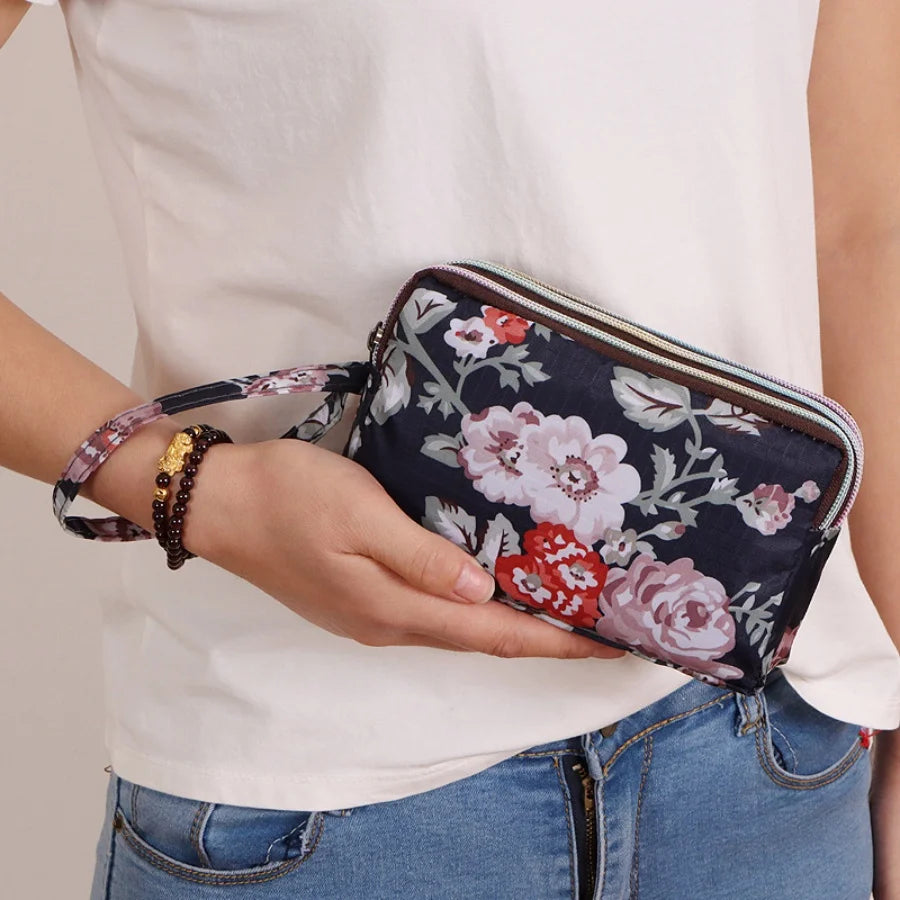 New Women Long Fabric Clutch Purse, Multi-function Cell Phone Wallet, Portable Small Coin Purse Handbag for Ladies Daily Use