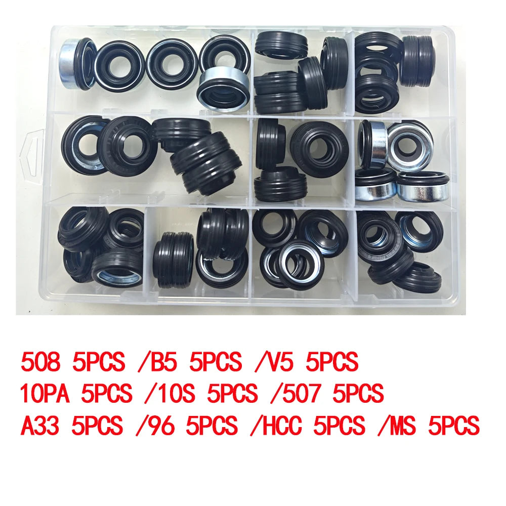 48Pieces automobile air conditioning compressor oil seal set for FS10 7SUB16 MAS90/105 A32 DKS32C 10PA15C/17C HCC V5 shaft seal