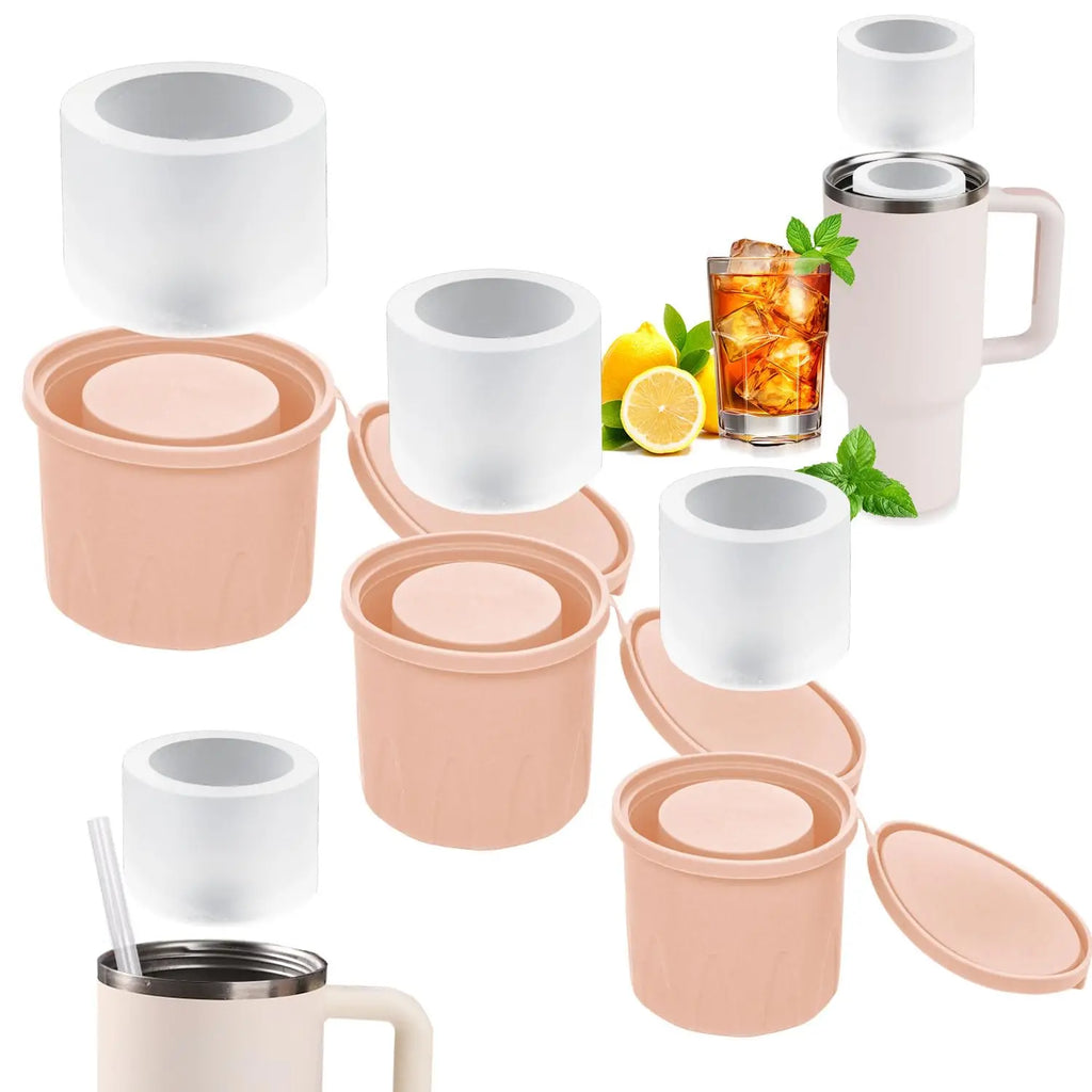 1-3 Pcs Silicone Ice Cube Trays For Stanley 20-40 Oz Tumbler Cup Cylinder Ice Maker Mold With Lid For Chilling Drinks Whiskey
