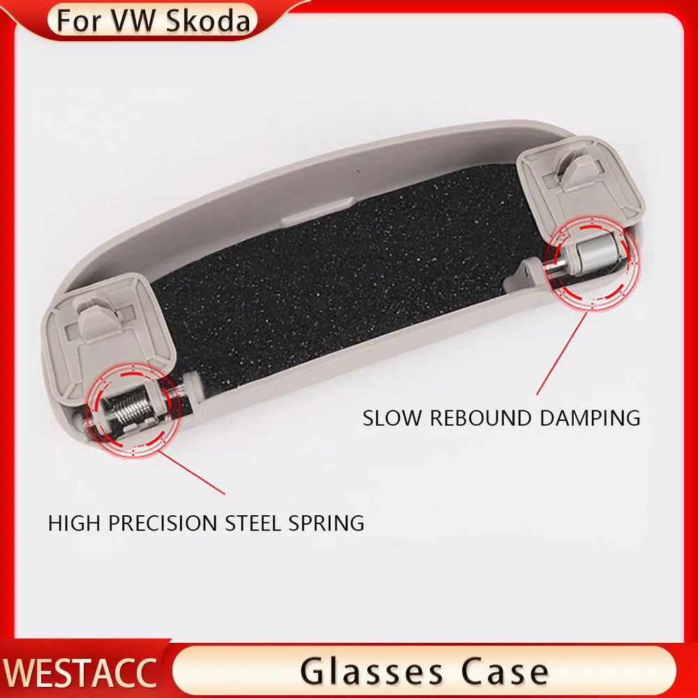 ABS 4 Colors Car Glasses Case Holder for Volkwagen VW Touareg for Skoda KAROQ KODIAQ Sunglasses Storage Box Accessories