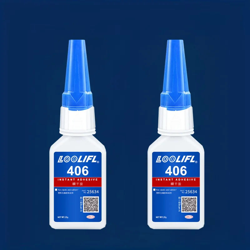 406 Super Glue Instant Cyanoacrylate Adhesive Strong Bond for Plastic Rubber Metal Wood Ceramic Fast Drying Clear Repair Glue