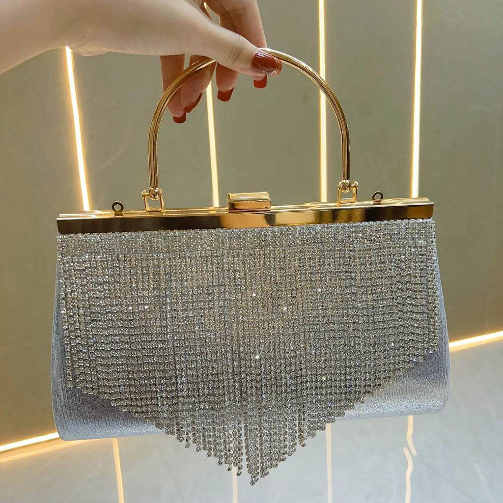 Evening Bag for Women Faionable Diamond Embedded Tassel Handbag New Arrival Cross-Border Women's Purse