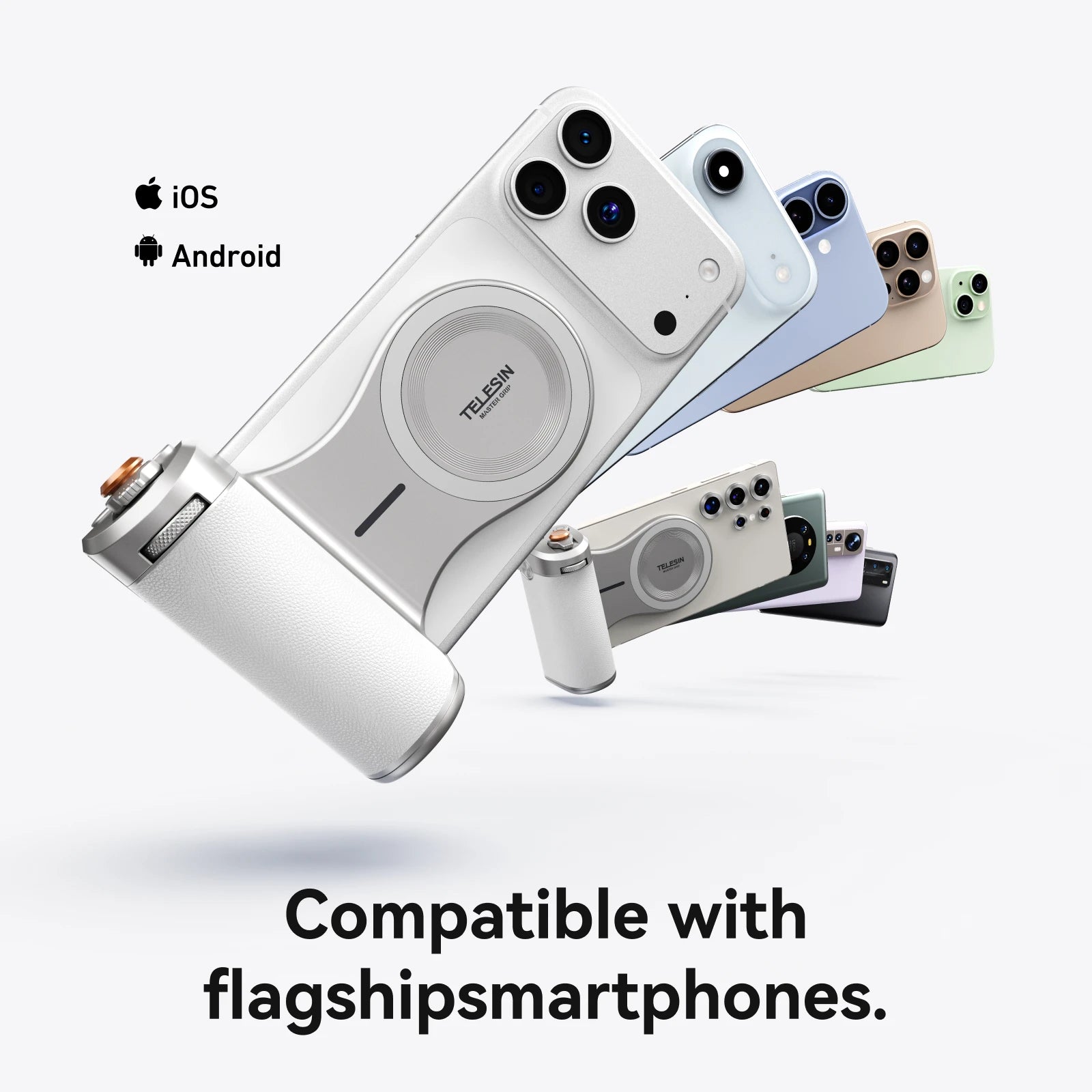 TELESIN Magnetic Phone Camera Shoot Hand Grip 3200Mha Powerbank Wireless Charging Phone Holder Shooting Aid for Iphone Andriod