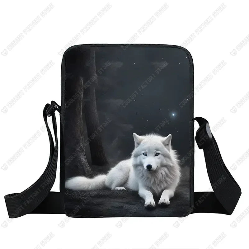 Howling Wolf Pattern Crossbody Bags Wolf Under The Moonlight Women Handbag Shoulder Bags Messenger Bag Key Phone Holder Book Bag