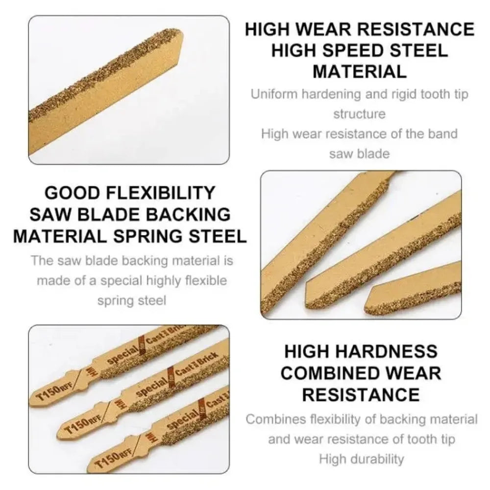 3pcs Diamond Jig Saw Blade 3" T150 Carbide Grain 50 Grit T-Shank Jigsaw Blades Ceramic Tile Cutting Tool Electric Garden Tools