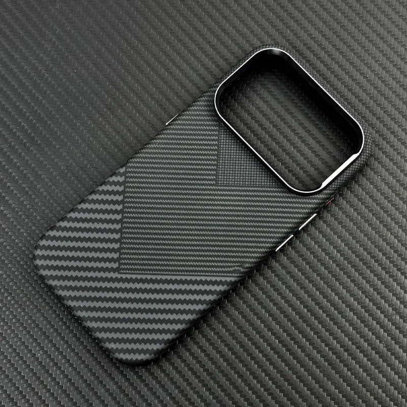 For Magsafe Carbon Fiber Texture Armor Case For iPhone 17 17Pro Max 16 Pro Ultrathin Alloy Lens Wireless Charge Hard Cover Coque