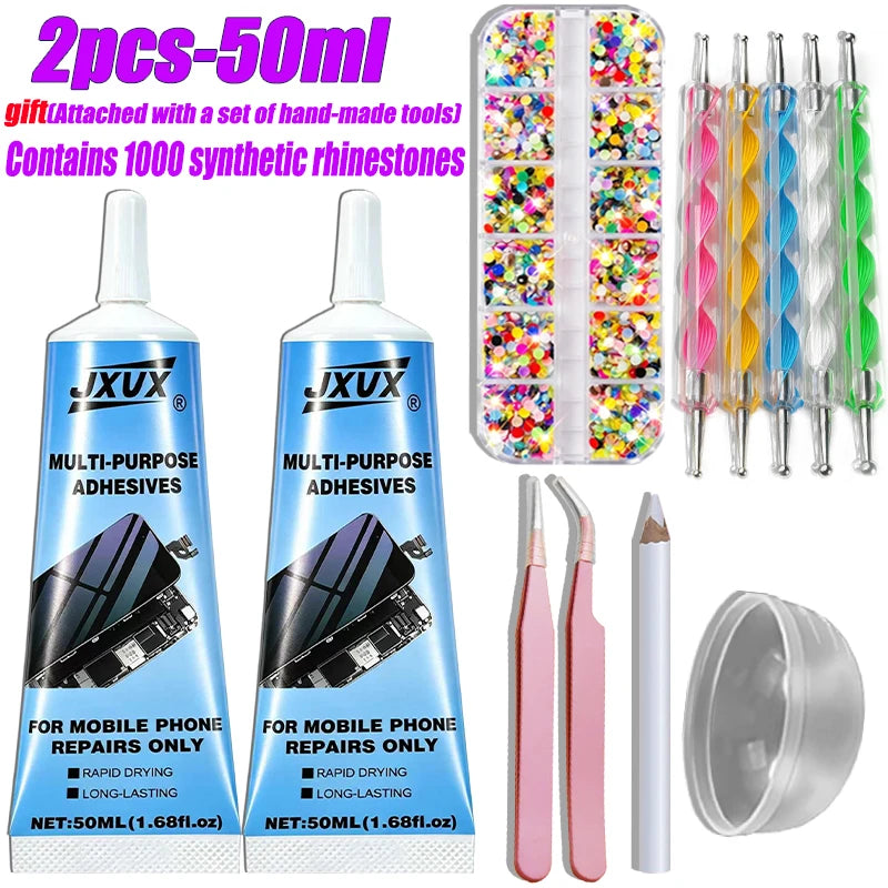 50ml B-7000 Multipurpose Transparent Glue, Quick-Drying Waterproof Adhesive That Doesn'T Yellow, Ideal for Repairing Mobile Phone Screens, Rhinestone Jewelry, Leather and DIY Decorations