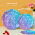 10/25/50pcs Disposable Galaxy Print Paper Plates Gradient Blue Purple Round Plates for Party Tableware