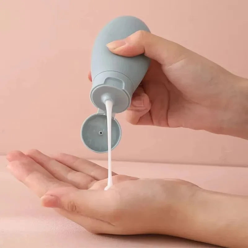 4Pcs/Set Travel Botttle Set 60ml Refillable Bottle Soft Silicone Lotion Shampoo Container Squeeze Tube Empty Bottle Wholesaleliu