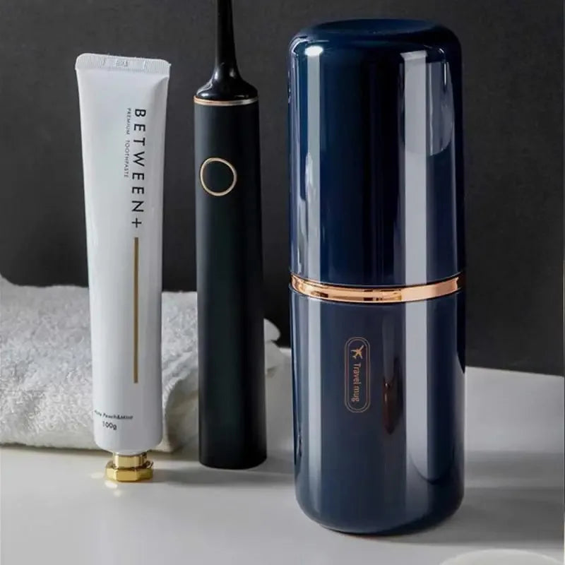 2-in-1 Toothbrush Storage Cup for Home & Travel – Portable Large Capacity Durable Style, Suitable for Electric Toothbrush,