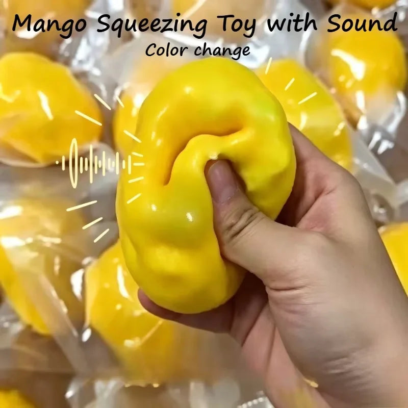 Handmade Warm Crispy Mango Squishy Fidget Ball Color-Changing Asmr Sensory Stress Relief Toy Squeeze Toy for Stress Relief