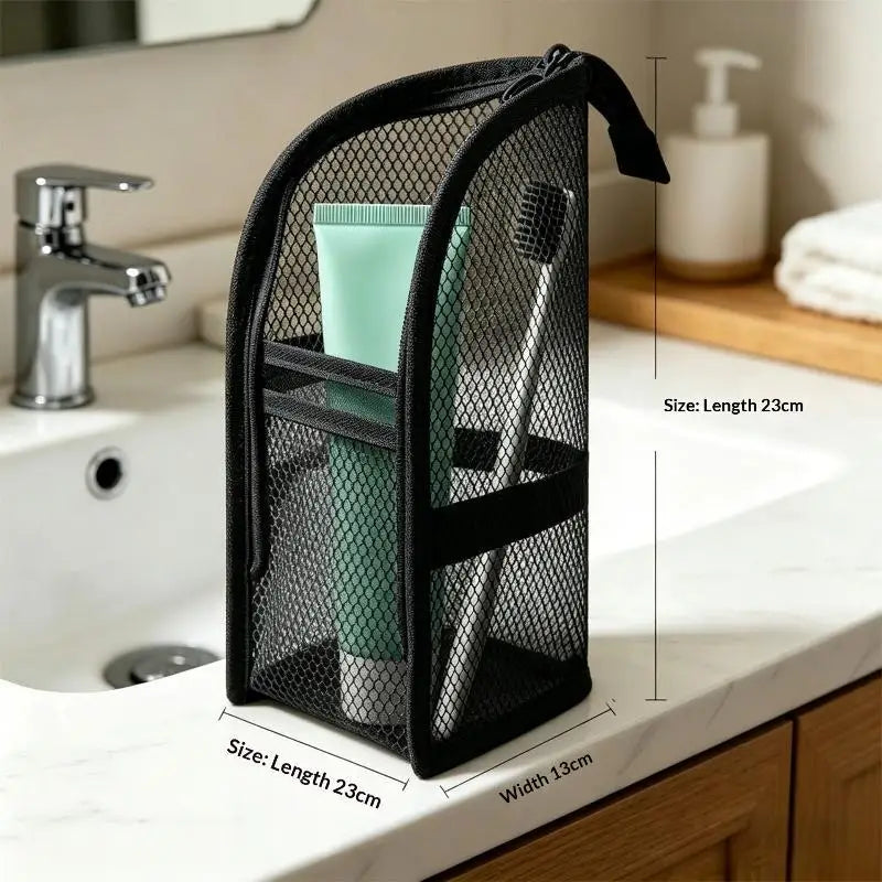 [CL]Breathable Mesh Travel Toiletry Bag With Stand Up Design Storage Pockets For Vacation Business Trip