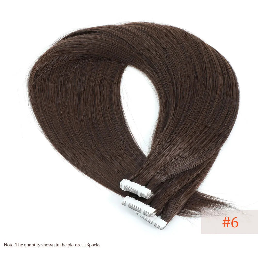 26" Straight Tape In Hair Extensions 20pcs 50 Grams Heat Resistant Fiber Colored Tape In Hair Double Sided Adhesives Hair