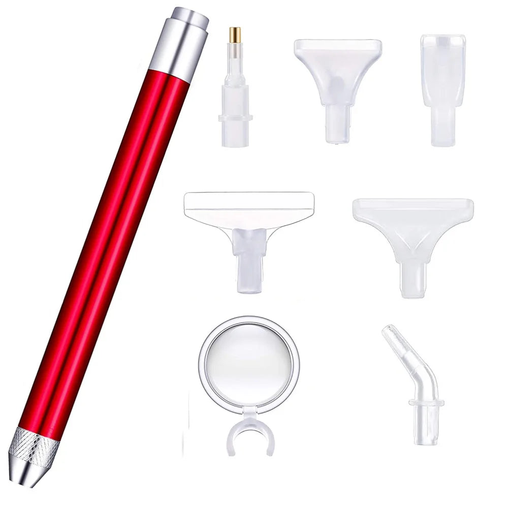 8 in 1 Led Lighted Diamond Painting Pen With Magnifying Glass Magnifier Luminous Point Drill Pen Accessories Tool Set Kit