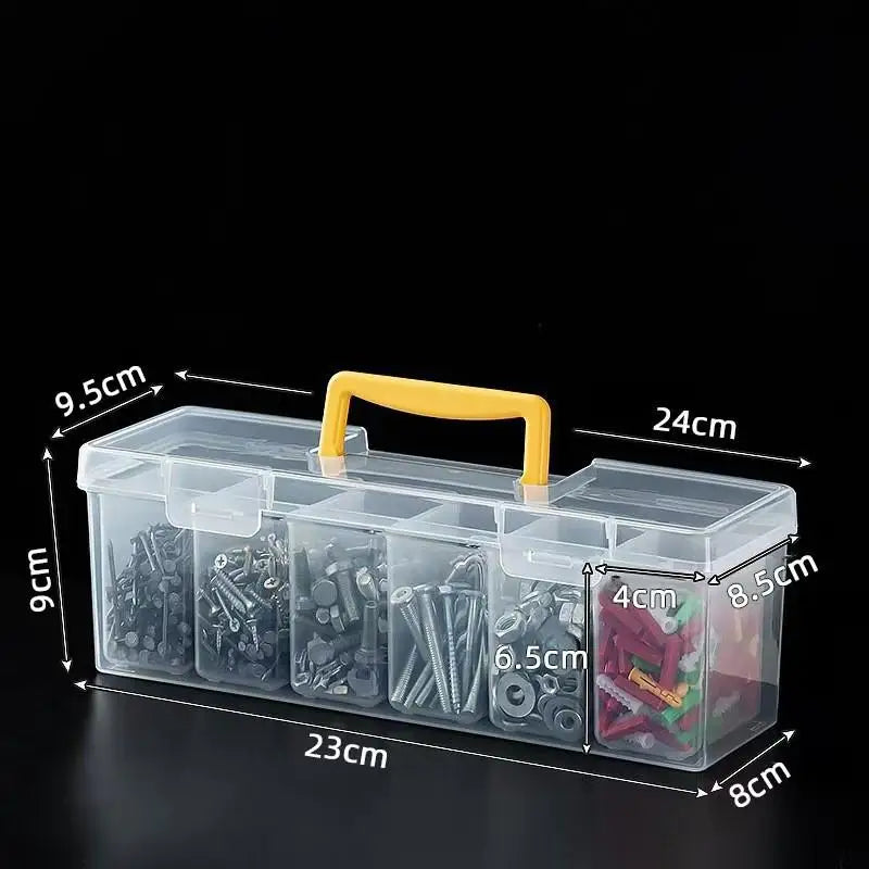 Transparent Handheld Tool Organizer Box Large Capacity Portable Storage Box for Art and Repair Tools