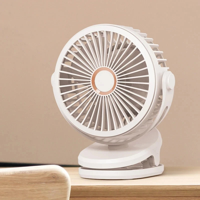 Portable USB Table Clip Fan Type-C 10000mAh Rechargeable Mini Desk Stand Fan 360 Degree Rotation 4 Speeds Air Cooling Ventilador