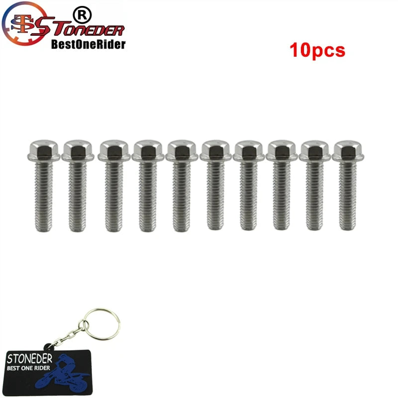 STONEDER Flanged Hex Bolt M6 x 25mm For Pit Dirt Bike ATV Quad Go Kart Engine Motor