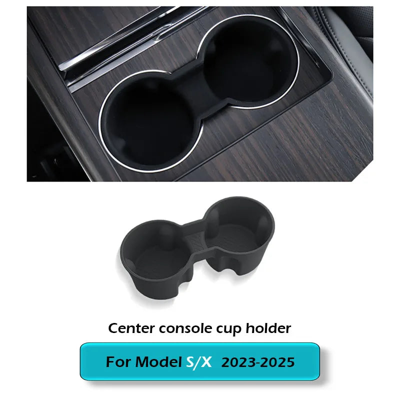Water Cup Holder For Tesla Model X 2023 - 2026 Model S Central Control Drinks Holder Rear Seat Water Cup Cover Accessories