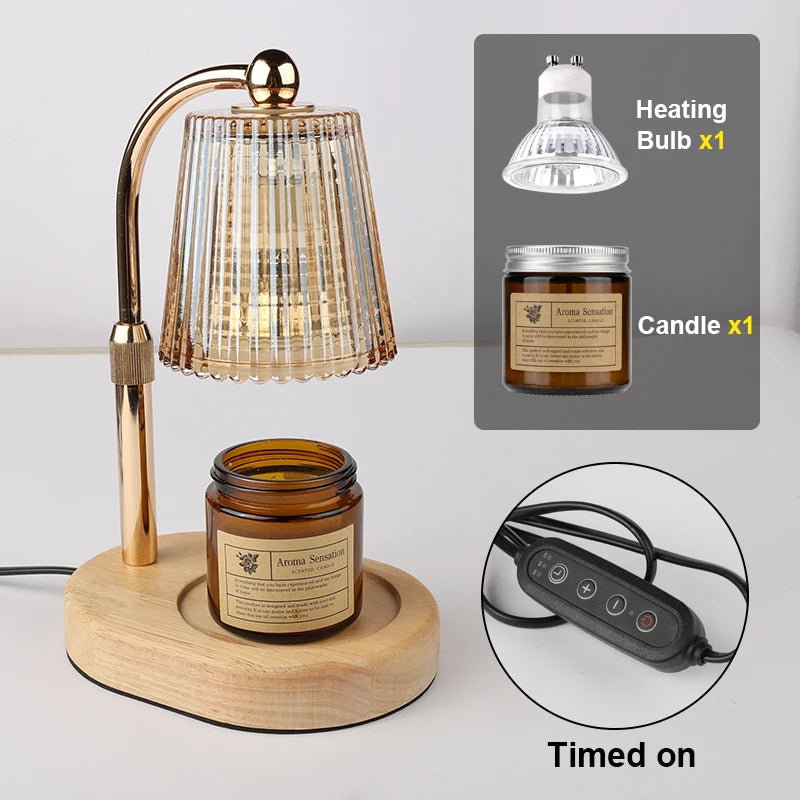 50WCandle Warmer Lamp with Timer Dimmable Candle Lamp Warmer Glass Candle Warmer Adjustable Candle Light Cozy Bedroom Home Decor