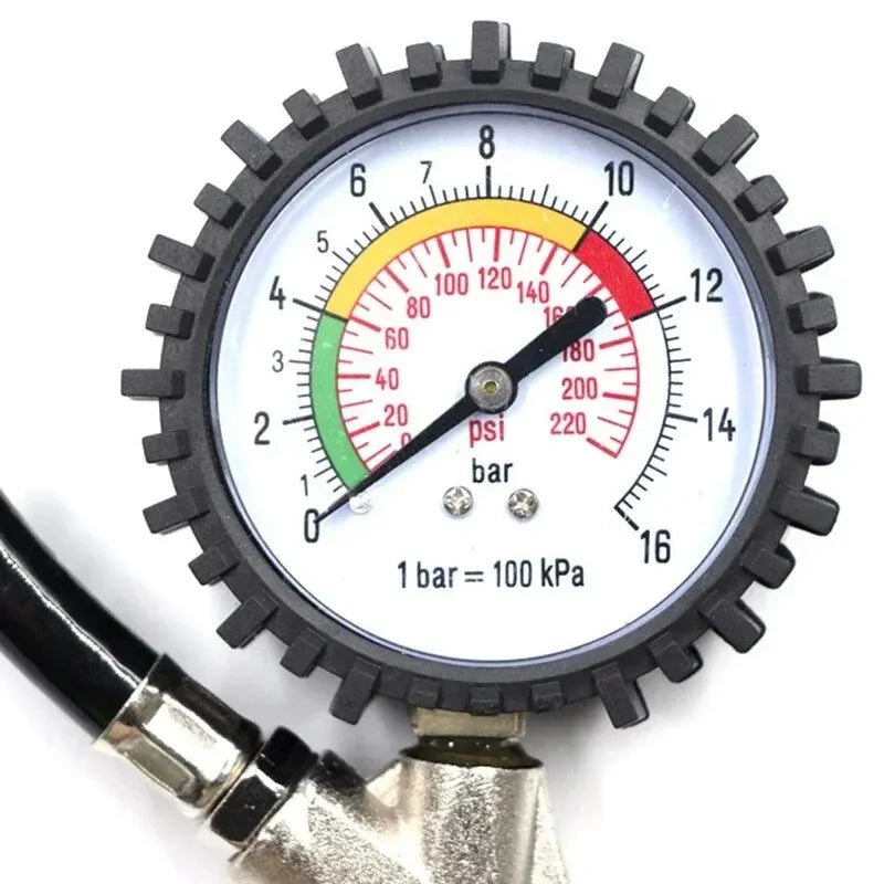 Car & Motorcycle Tire Pressure Monitoring Kit 220PSI with Gauge Tester Air Compressor Dial Meter Inflator Pump
