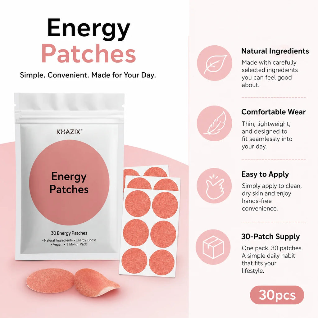 30Pcs Energy Patches Natural Ingredients Vegan Friendly Daily Energy Boost Patch Portable Body Stickers for Work Travel Sports