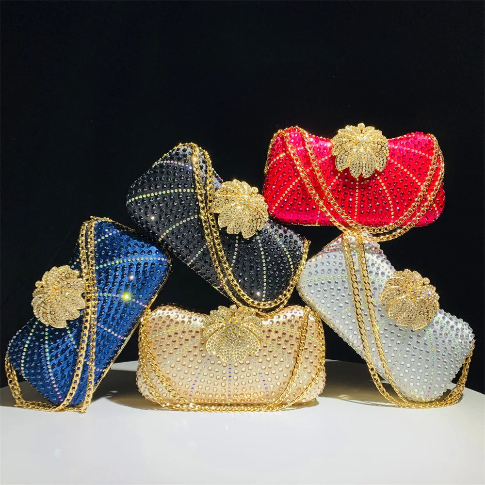 Shiny Rhinestone Evening Dress Wallet Crystal Diamond Women's Handbag Fashion Banquet Wedding Chain Shoulder Money Bag