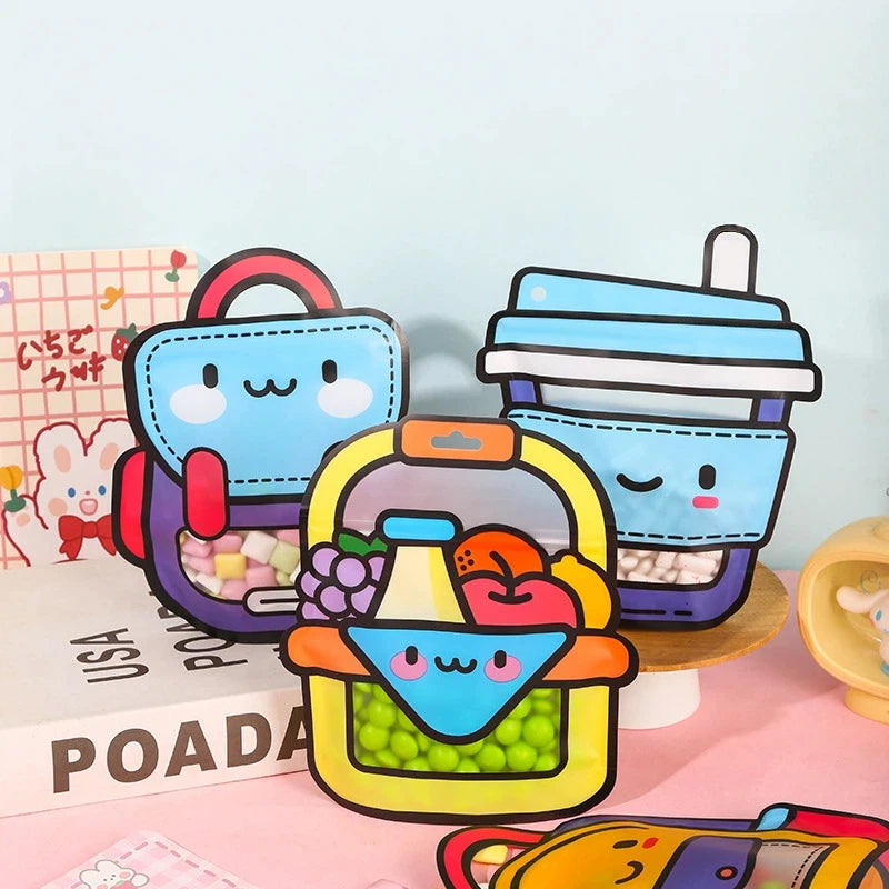 10/25/50 PCS Cartoon Treat Bag Reusable Waterproof Handheld Gift Bag with Handle Carry Treat Pouch for Cookies, Toys, and More