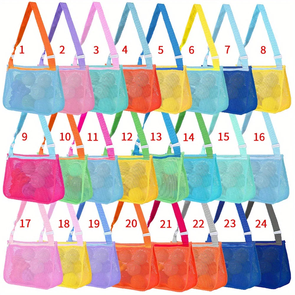 1pcs Mesh Beach Bags, Colorful Hollow Crossbody Bag, Toilet Bag, Adjustable Strap for Summer Daily Phone Storage Bag Bolsas