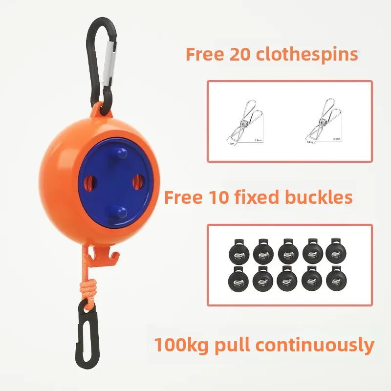 Portable Retractable Clothesline Outdoor Travel Camping Hotel Windproof Anti-slip 10M Laundry Hanger Drying Rope Accessories