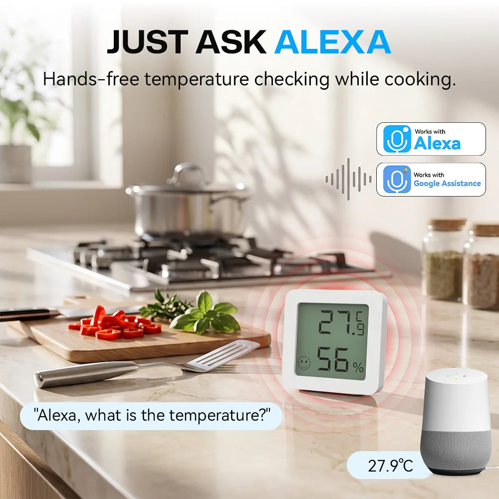Temperature and Humidity Sensor With LCD Works with Tuya Bluetooth Google Alexa Voice Control Support Multi-mode Gateway Option