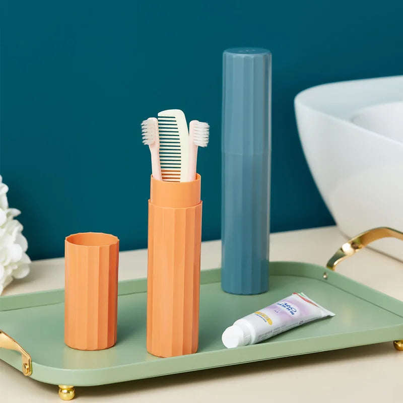 Pinstripe Simple Travel Wash Cup Portable Toothbrush Storage Box Toothbrush Holder Mouthwash Cup Set Brushing Cup