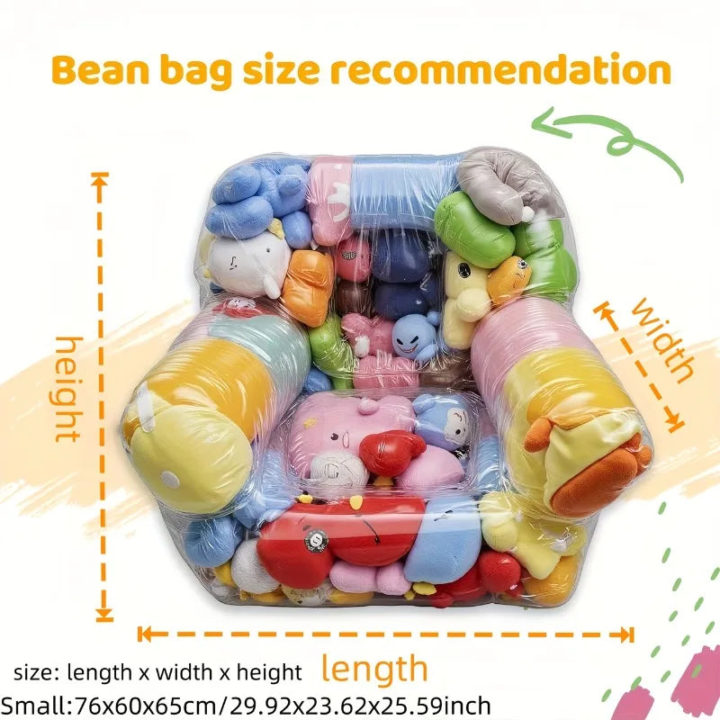 Large Capacity Transparent PVC Sofa Toy Storage Double Zipper for Easy Cleaning & Storing Plush Toys Dolls Organizer Spacesaving