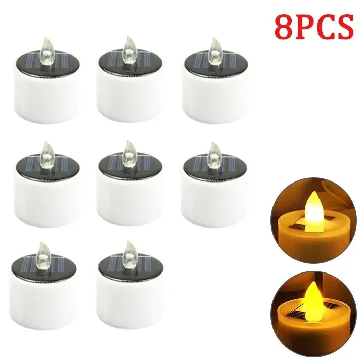 1-10PC Solar Tea Light Led Candles Flameless Outdoor Waterproof Solar Tea Light Rechargeable Candles for Party Garden Home Decor