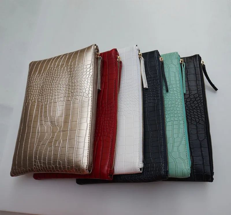Fashion Crocodile Women Envelope Clutch Bag Ladies Evening Party Large Clutches Handbag PU Leather Alligator Phone Purses Bolsas