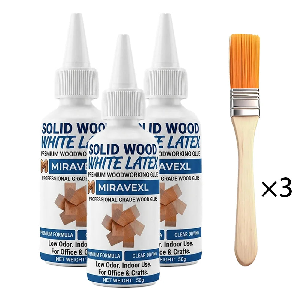50g Eco-Friendly White Wood Glue with Brush, Quick Dry Strong Bond for Office Craft Woodworking & School DIY Projects
