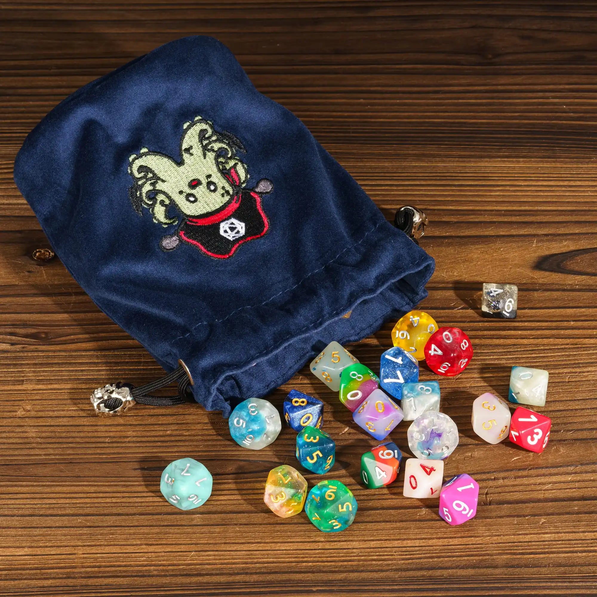 New Drawstring Dice Bag with Cute Pattern Flannelette Storage Bag Round Bottom Pouch for Packing Gift Dice Holder Board Game