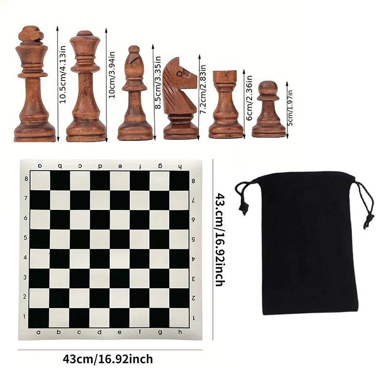 32pcs Wooden Chess Pieces Complete Chessmen wood Chess Set Chess Piece Accessories