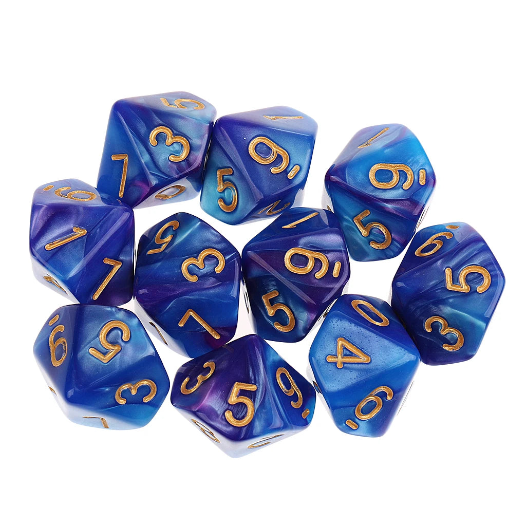 MagiDeal 10pcs 10 Sided Dice D10 Polyhedral Dice for Table Games for Pub Club Games Supplies Dungeons and Dragons Table Games
