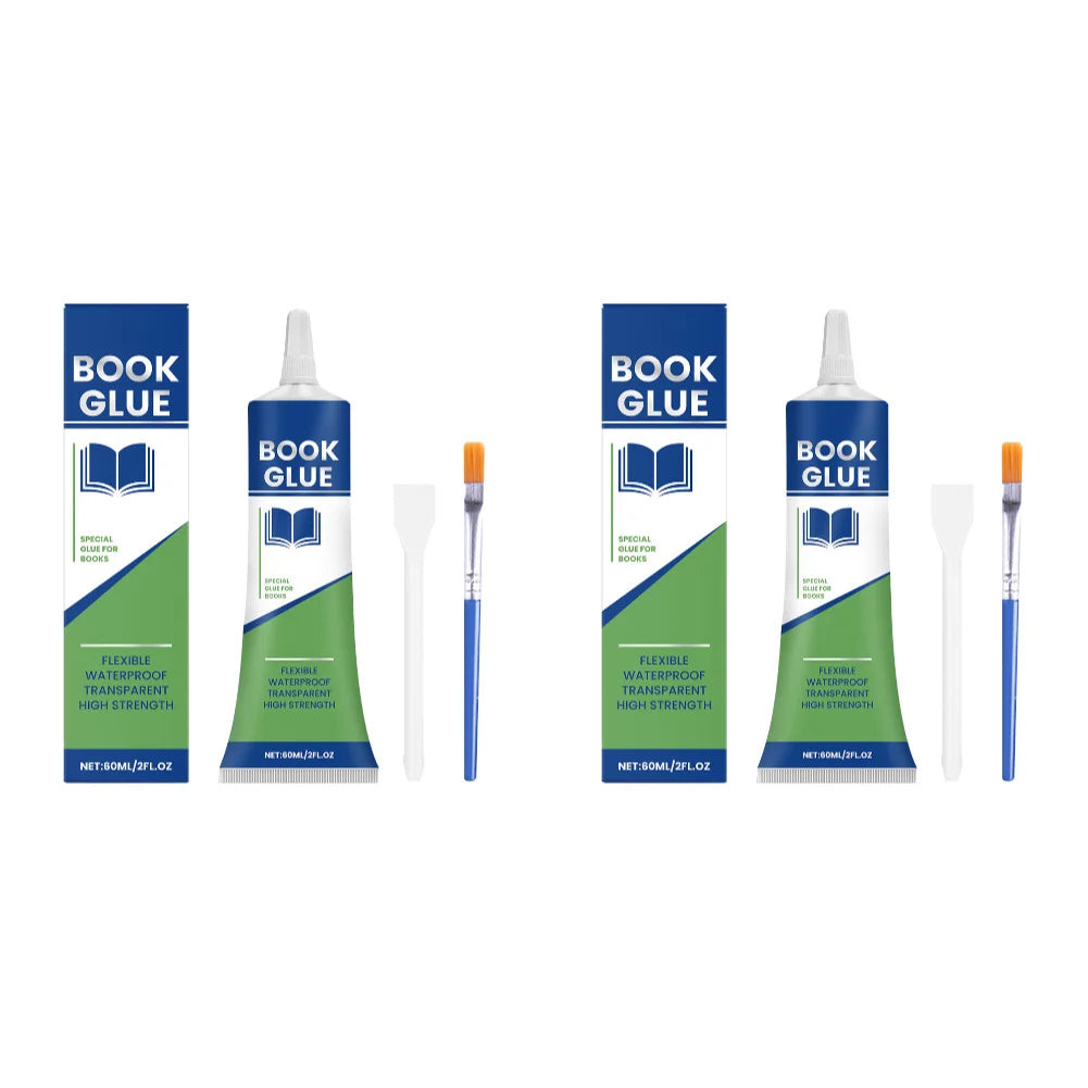 Professional Book Glue with Brush Clear Book Adhesive Strong Adhesive Quick-Drying Repair Glue for Greeting Cards Invitations