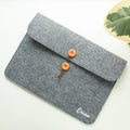 Custom Uv Printed Name Thick Felt A4 Document Envelope Bag Wooden Button Flap Paper File Holder Personalized Travel Storage Gift