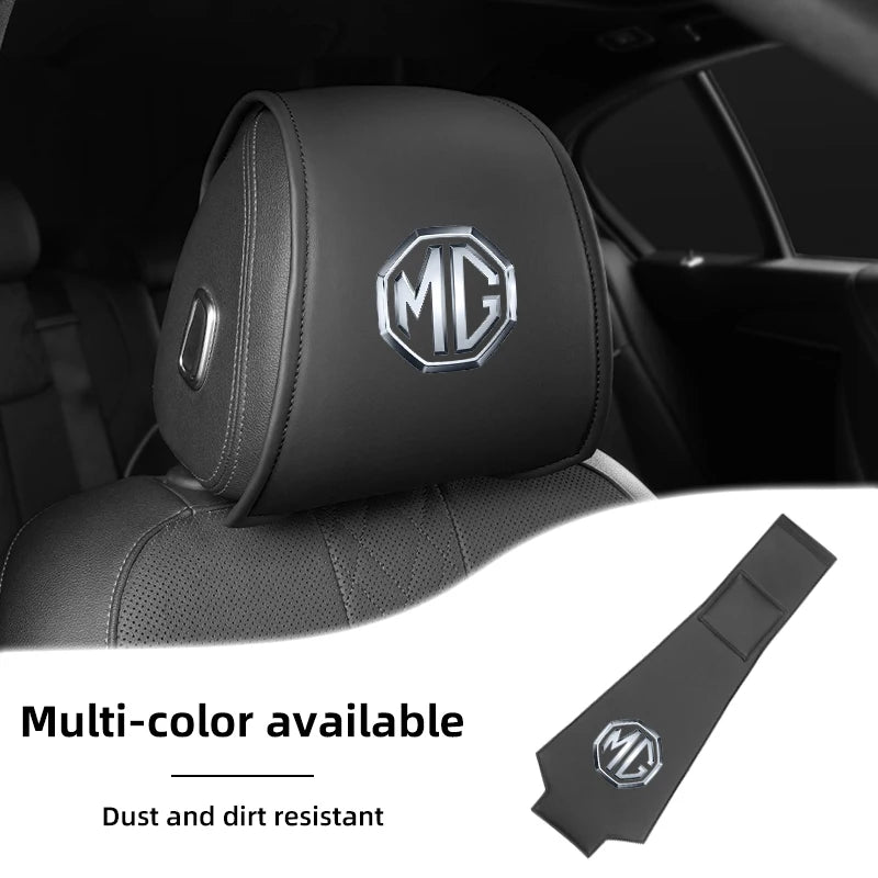 Car Headrest Storage Cover Leather Neck Pillowcase For Morris Garages MG 6 3 5 7 TF ZR ZS HS GS GT Hector RX5 RX8 350 550 Gundam