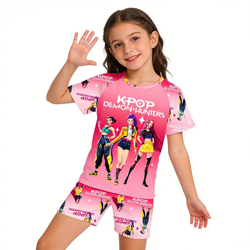 Children's Pajama Set, Short Sleeve, Girls' Clothing, 2-Piece Set, Children's Pajamas, Cute Boys' Pajamas, Ages 3-12