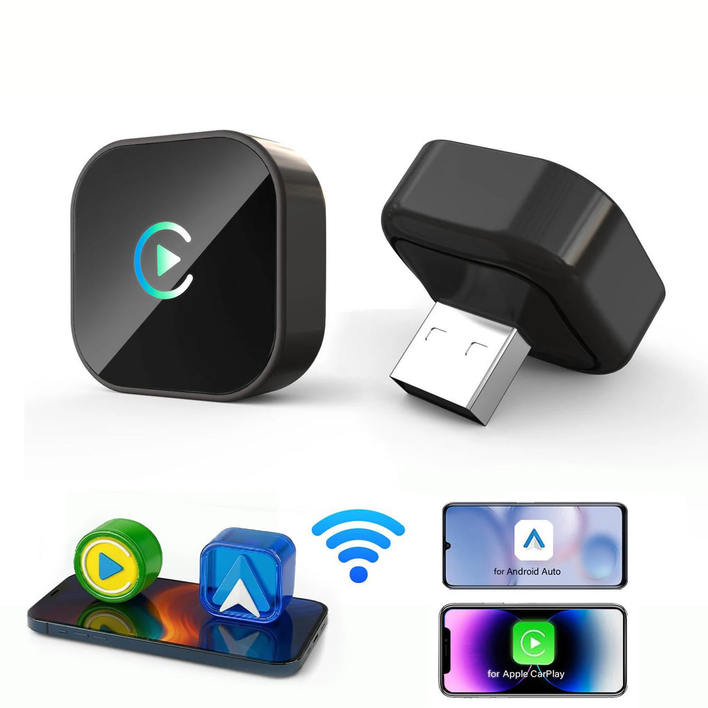 Wireless CarPlay Adapter, Converts Wired to Wireless CarPlay & Android Auto, USB-A USB-C, for iPhone & Android, 98% Cars 2016+