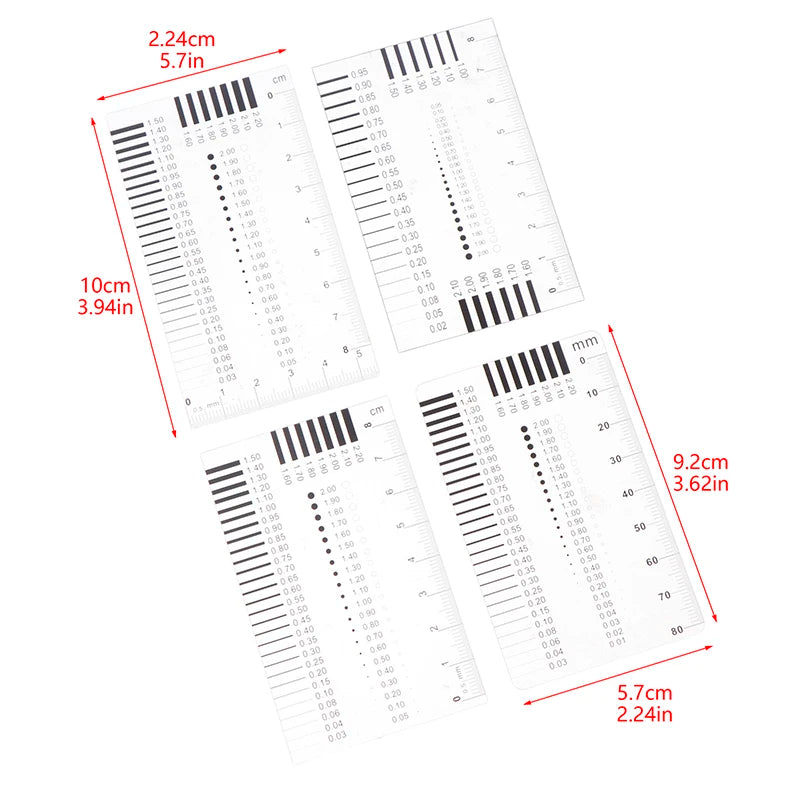 1PC Measuring Pass Badge Gauge Stain Card Point Gauge Wire Gauge Transparent Film Ruler Welding Gage Stain Crack Contrast Ruler