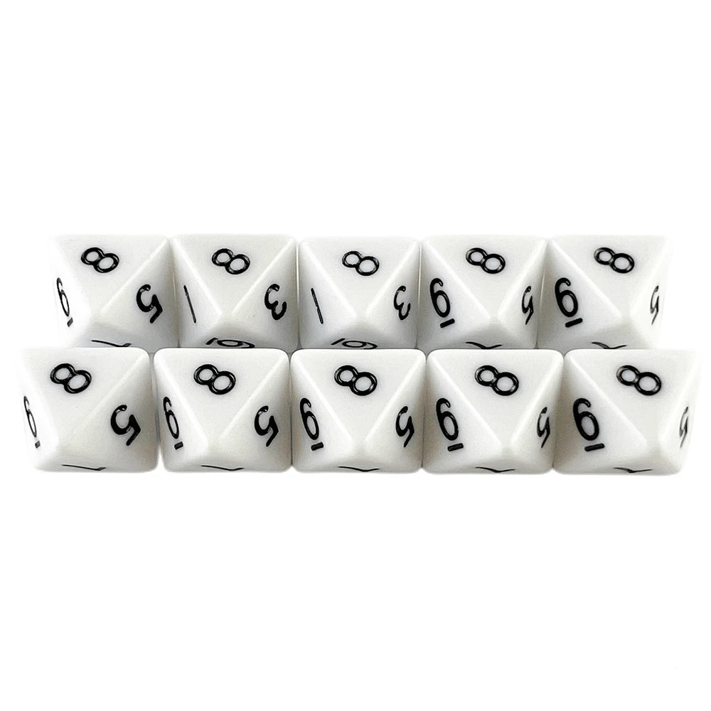 D8 Polyhedral Dice 15.5mm TRPG DND Digital Dice Game Set 8 Sides 10Pcs for Board Game